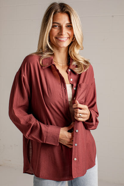 Making Plans Button-Up Blouse