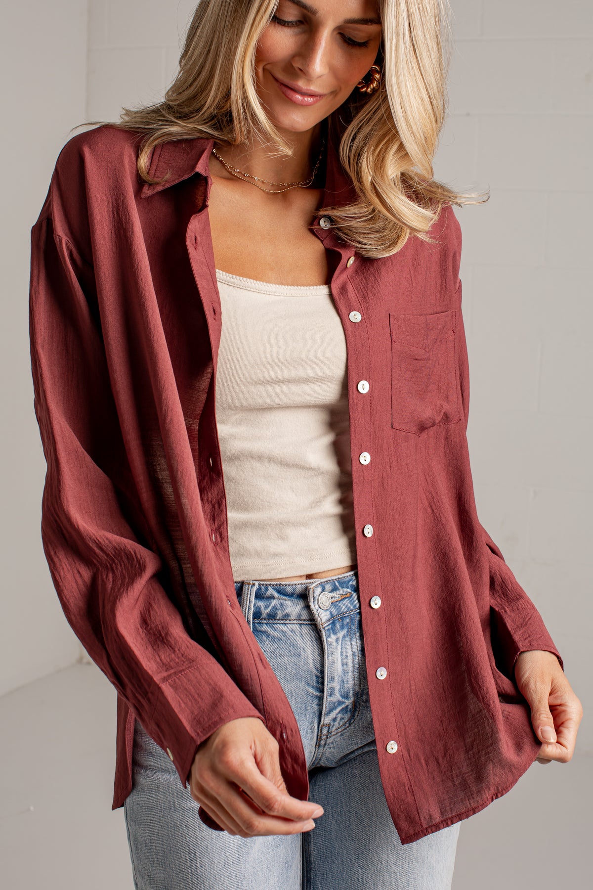 Making Plans Button-Up Blouse