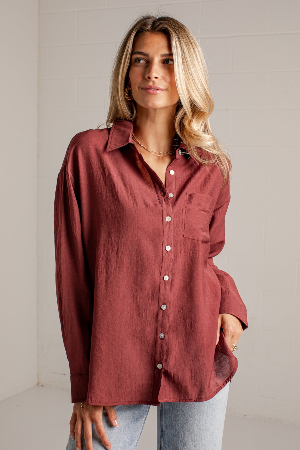 Making Plans Button-Up Blouse
