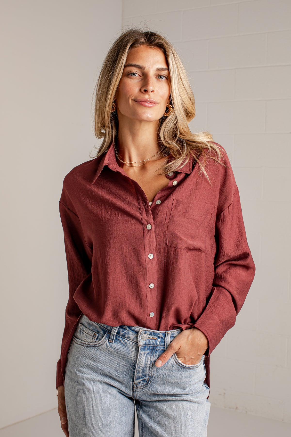 Making Plans Button-Up Blouse