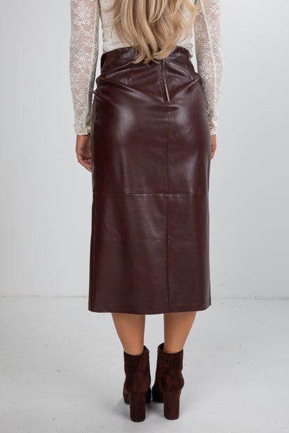 bugundy leather skirt