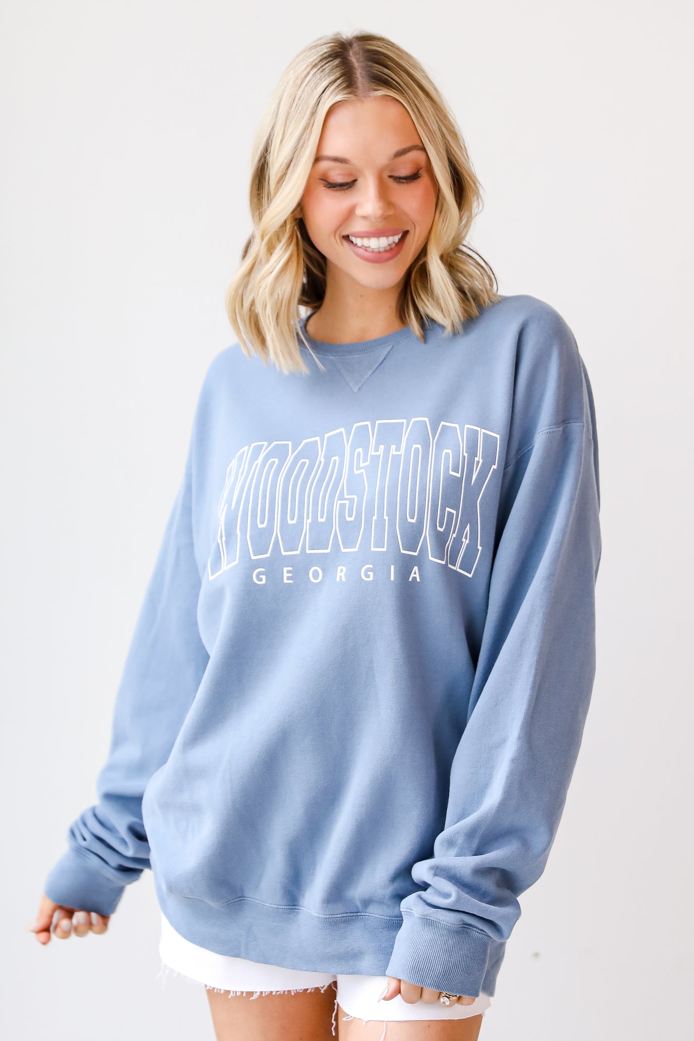 Blue Woodstock Georgia Pullover front view