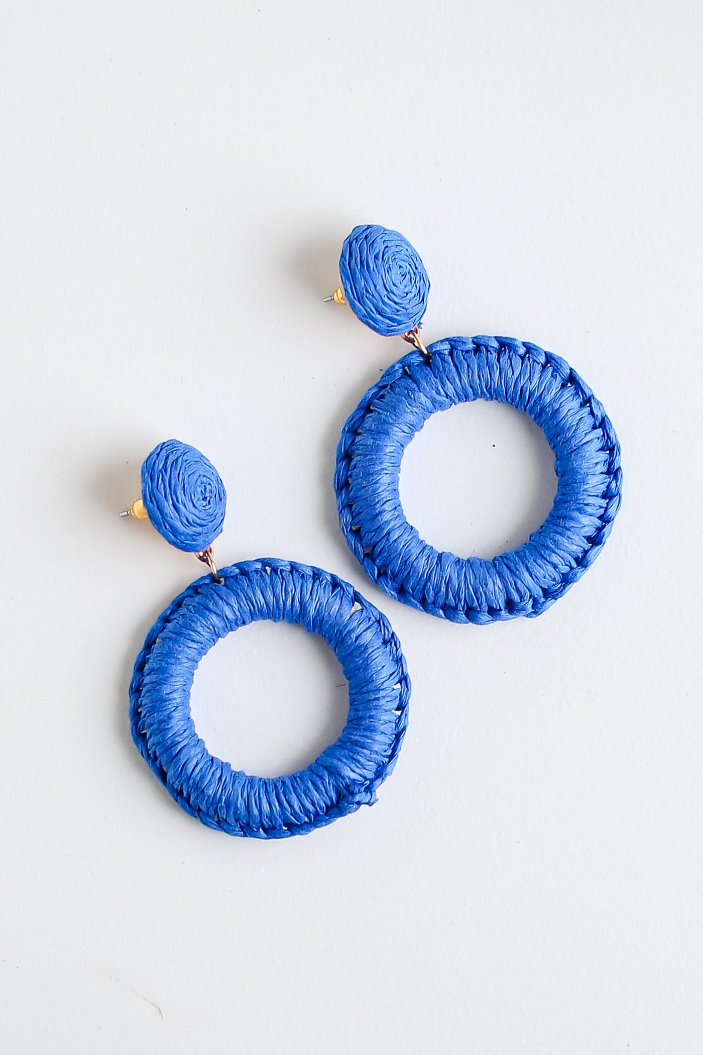 blue Straw Statement Earrings