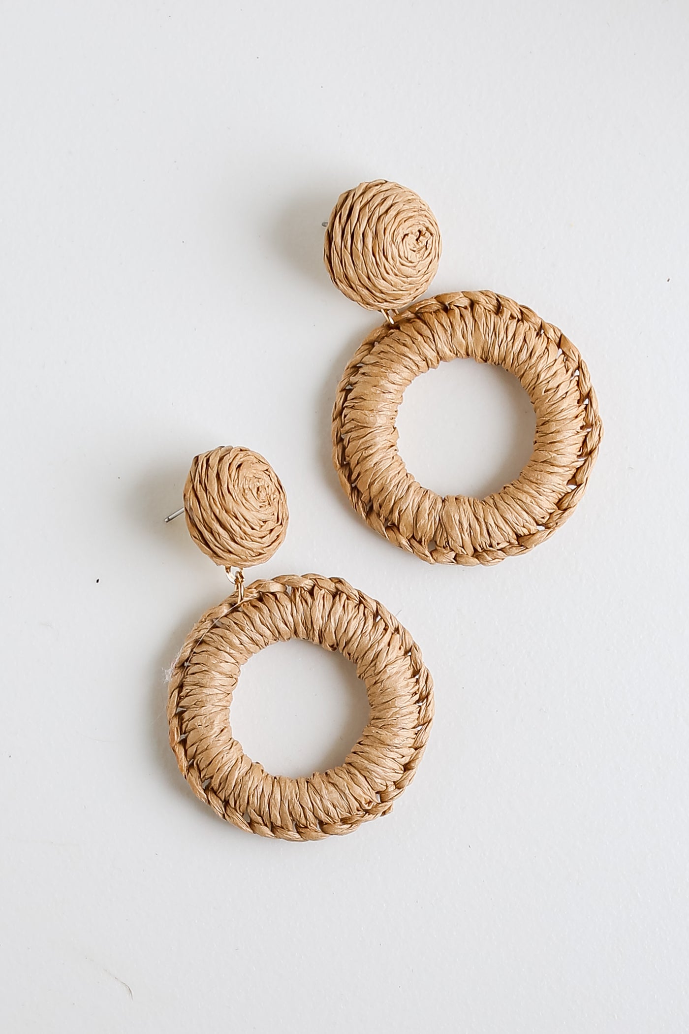 natural Straw Statement Earrings close up