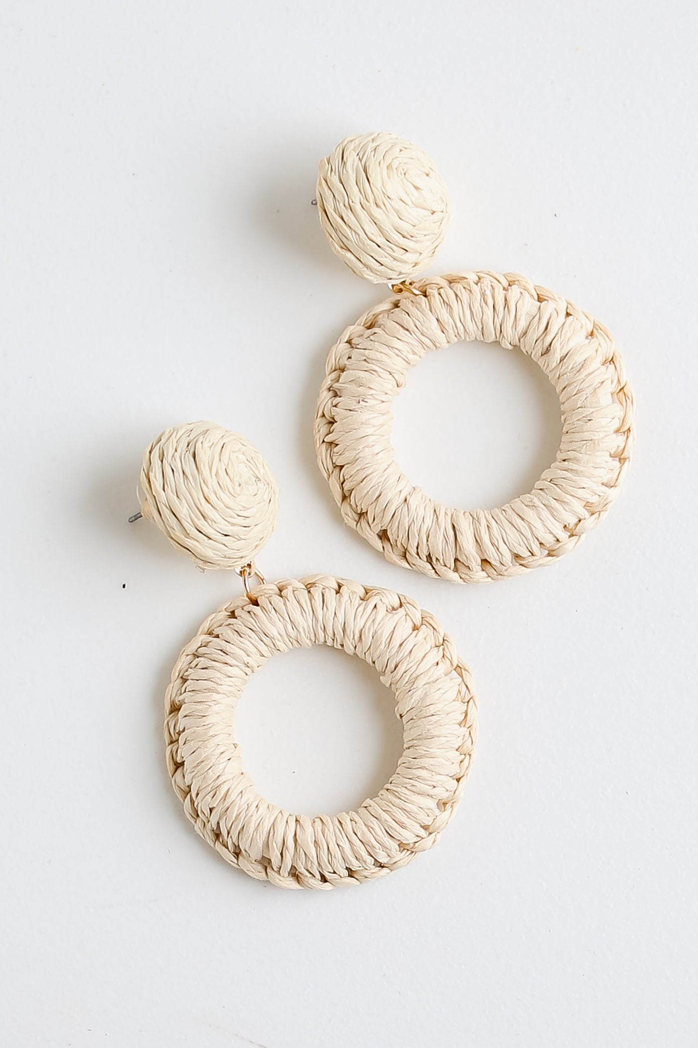 ivory Straw Statement Earrings close up
