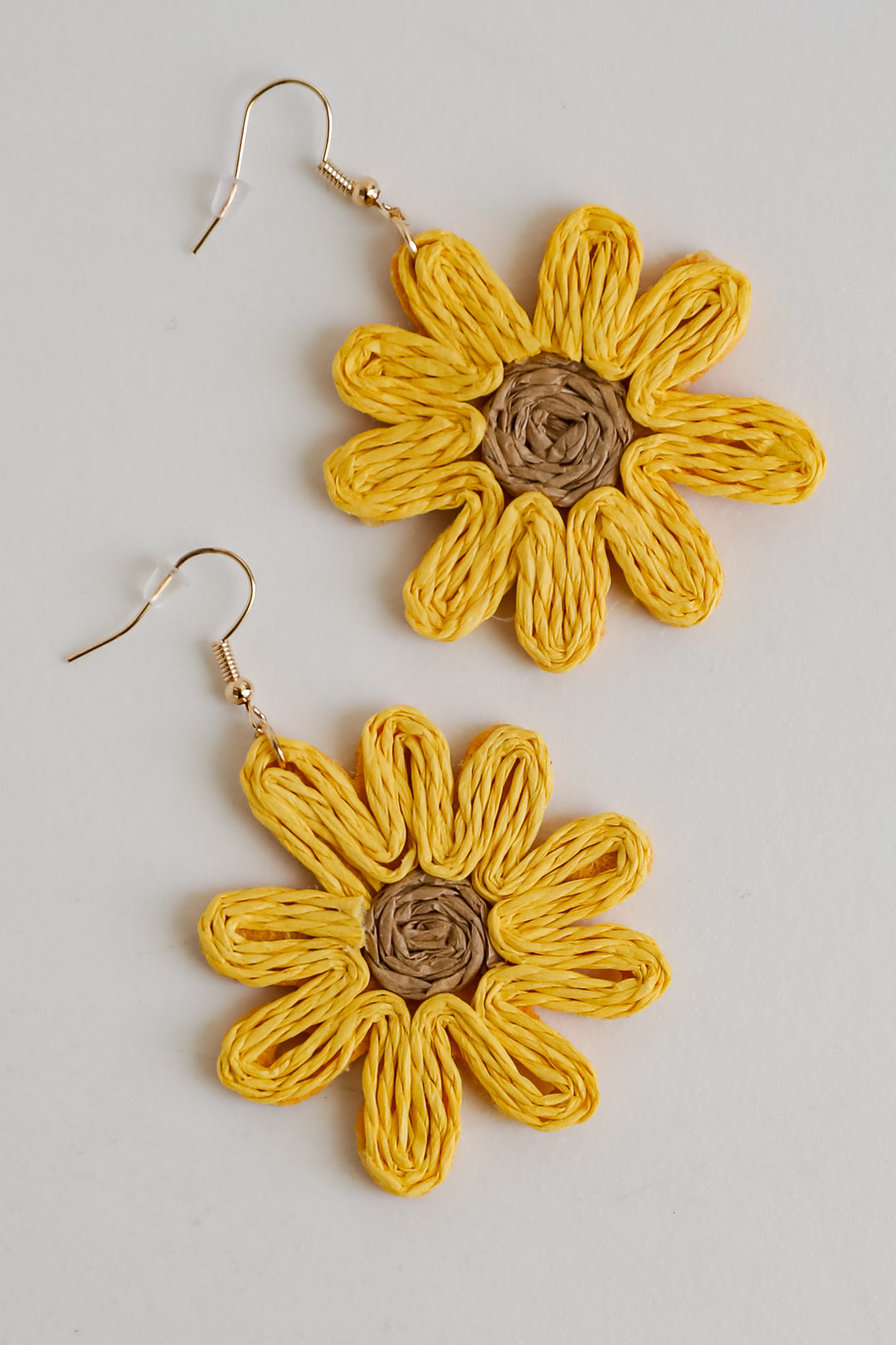 Audrey Yellow Straw Sunflower Statement Earrings