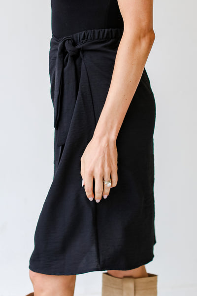 black Wrap Midi Skirt side view