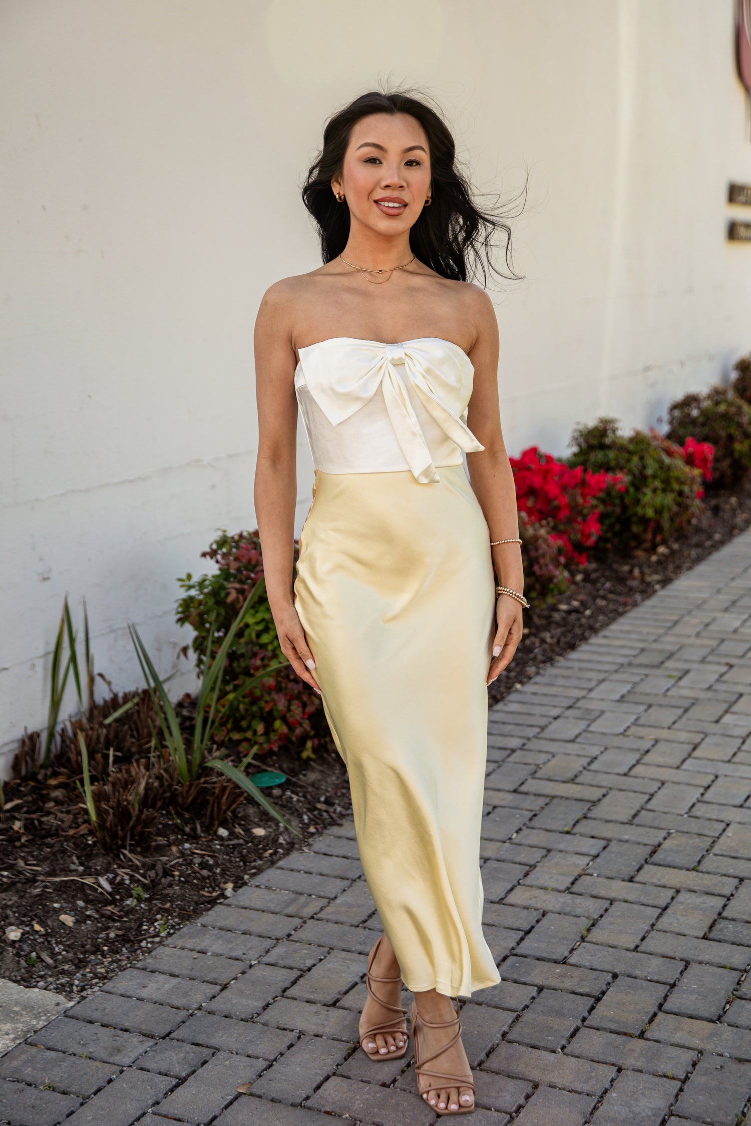 yellow strapless satin dress Taylor Tube Dress, in Yellow Luxe Satin, Size: XL | Show Me Your Mumu