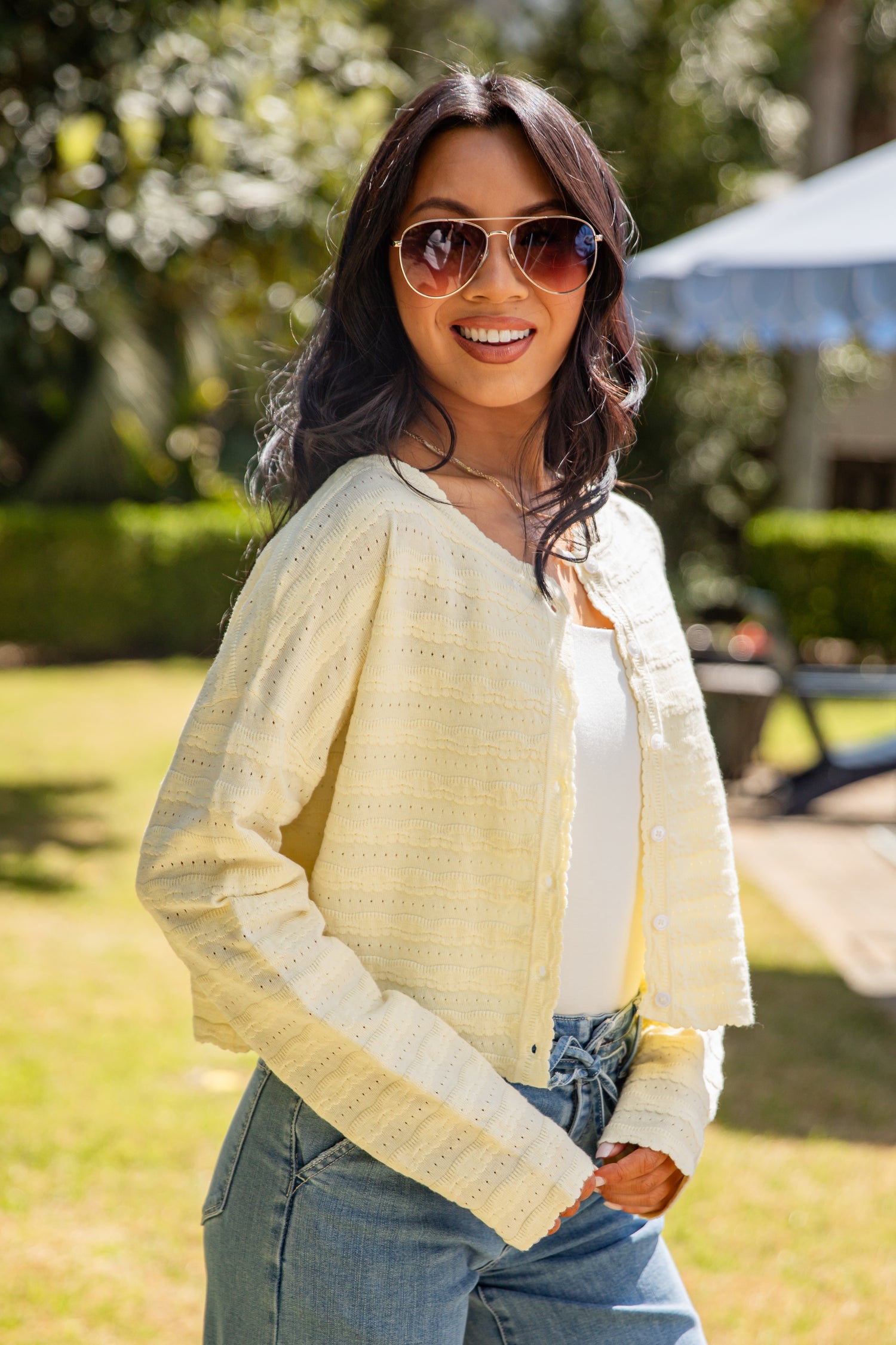 On The Daily Yellow Knit Cardigan | Trendy Women's Clothing