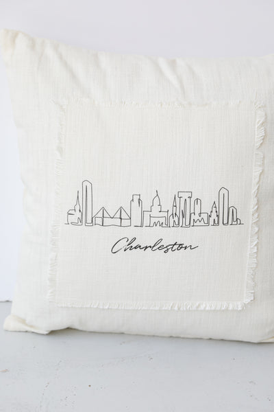 Charleston City Scape Pillow close up