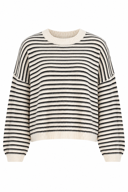 Better By The Minute Striped Cream Knit Top