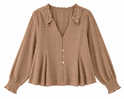 Timeless Moment Taupe Textured Blouse