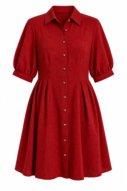 Turning Leaves Button Down Marsala Mini Dress