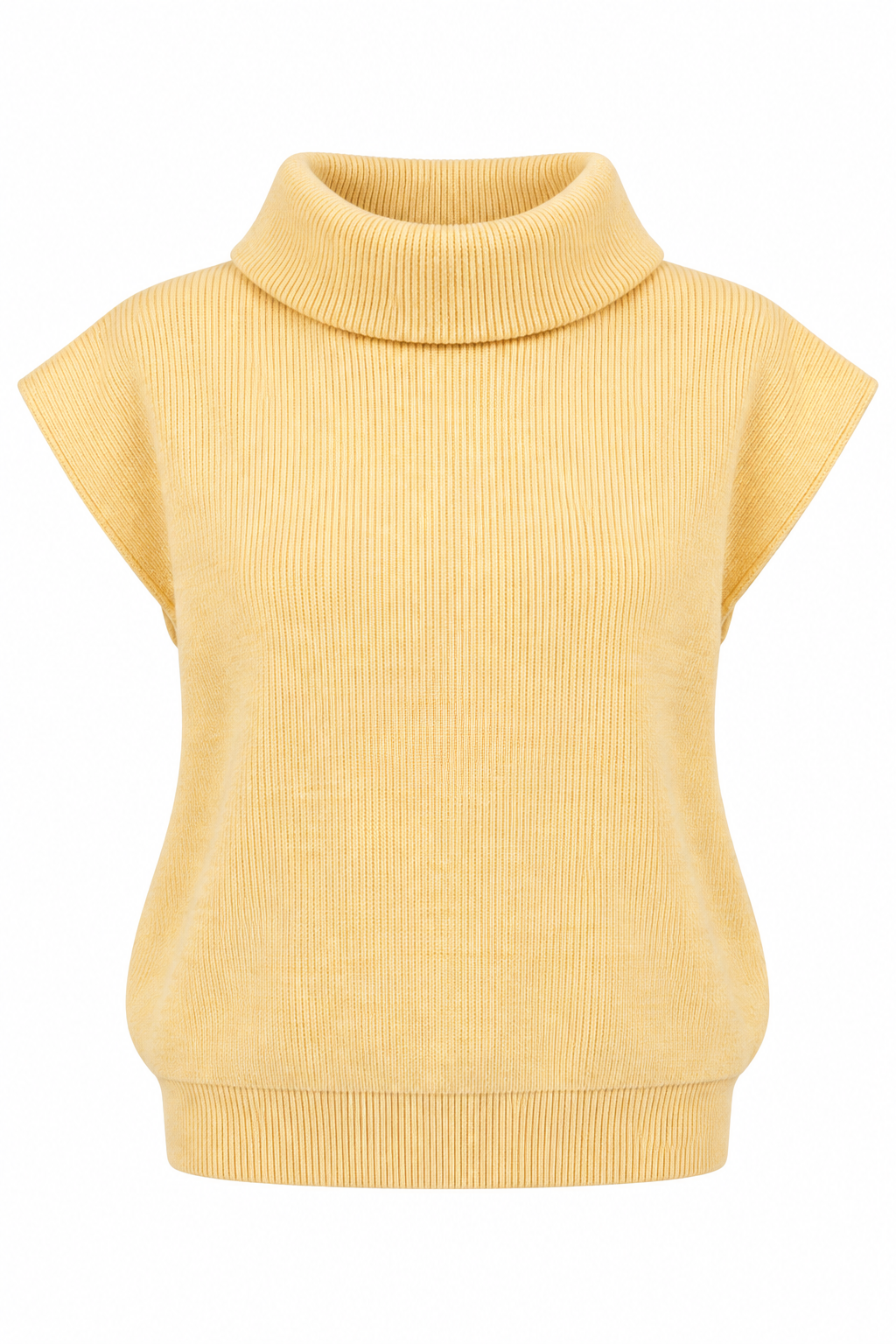 Cozy Outlook Sleeveless Yellow Mock Neck Sweater