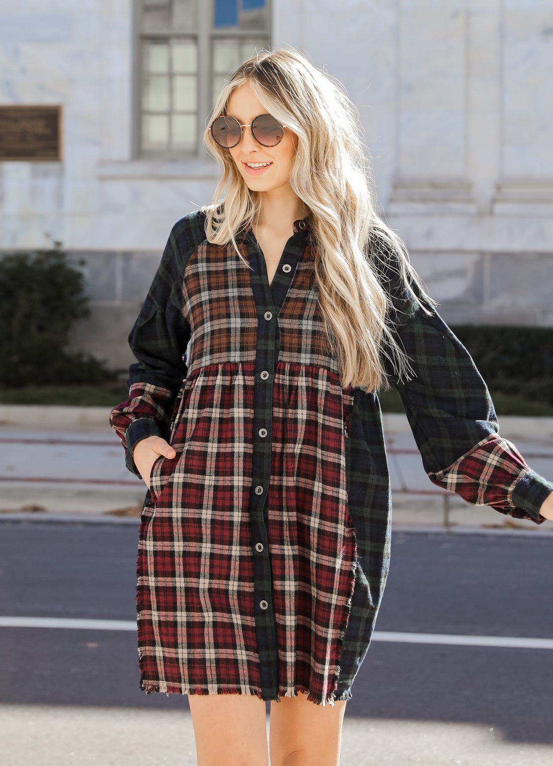 Plaid Mini Dress on model
