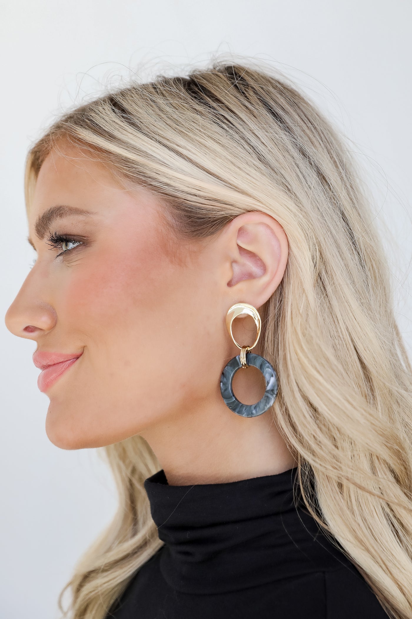 Acrylic Drop Earrings on model