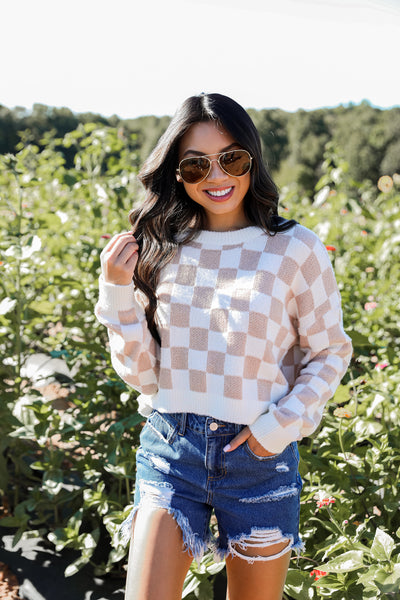 Always Together Checkered Sweater