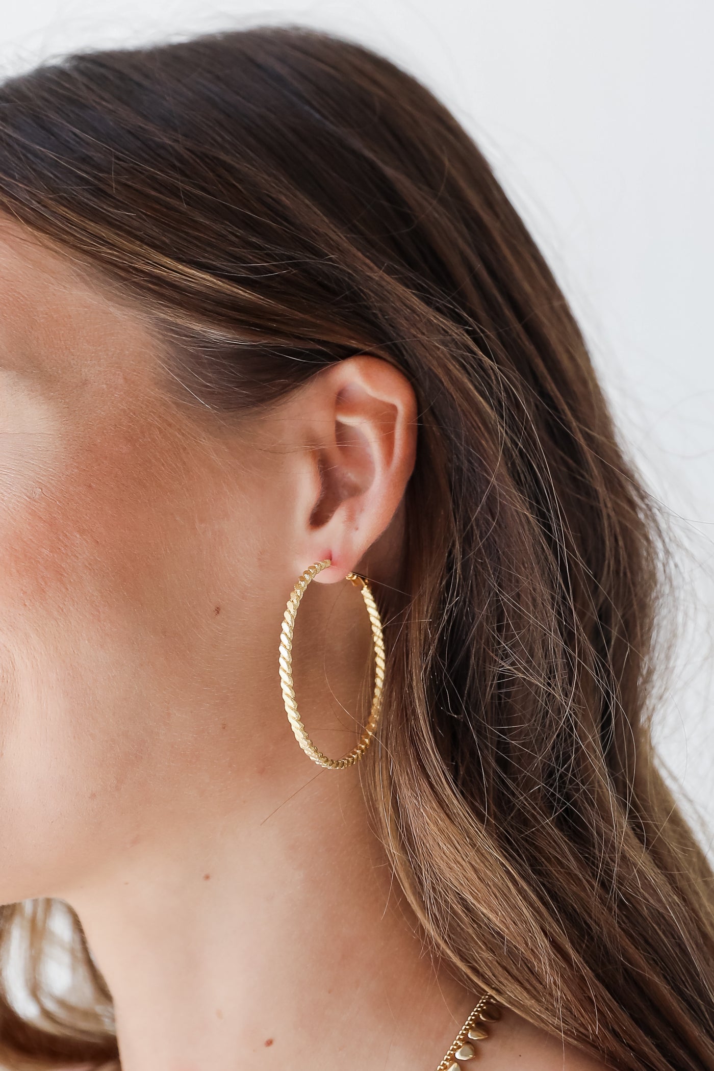Kayla Gold Twisted Medium Hoop Earrings