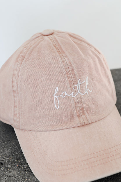 Faith Embroidered Hat flat lay