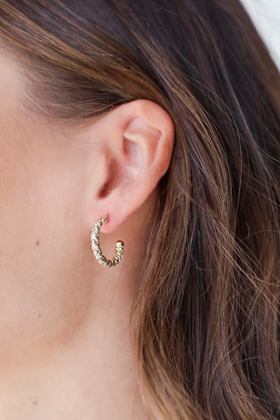 Lainey Gold Textured Mini Hoop Earrings