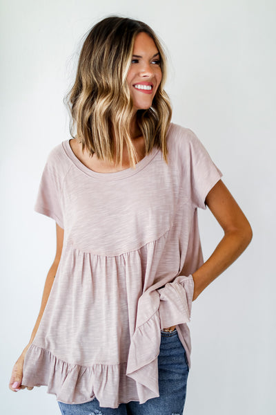 Babydoll Tee in taupe
