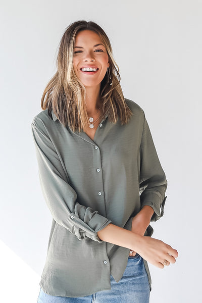 Catching Feelings Button-Up Blouse