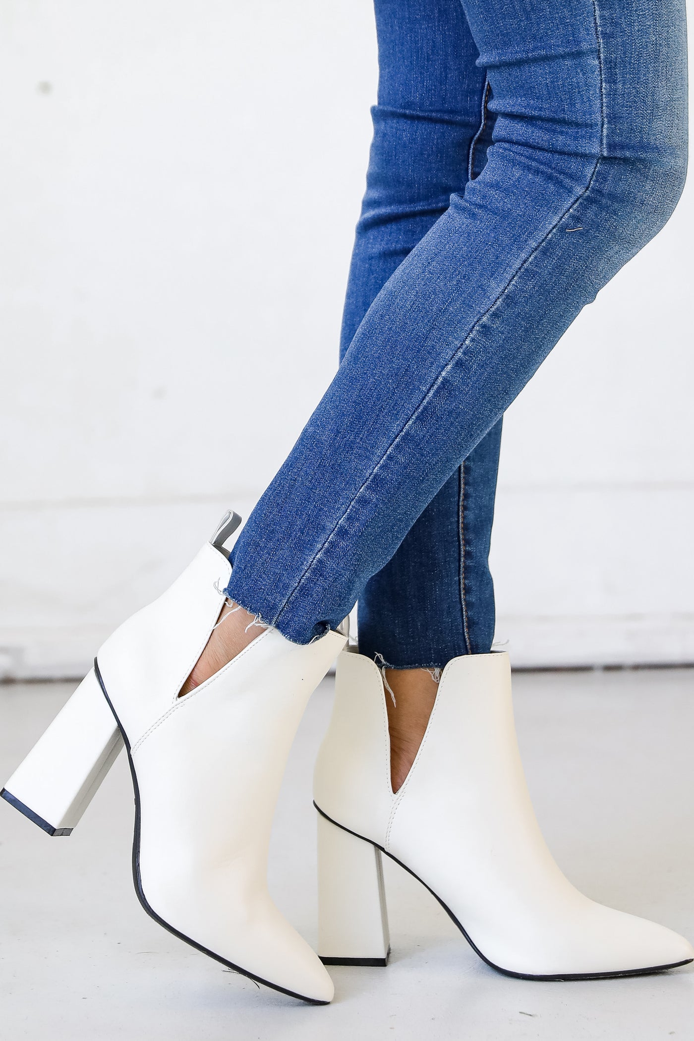 Ankle Booties in white side view