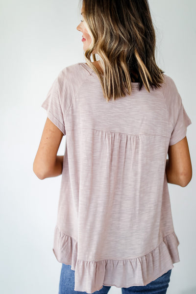 Babydoll Tee in taupe back view