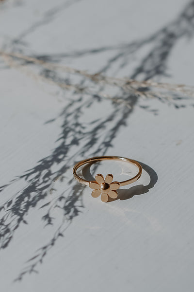 Gold Flower Ring flat lay