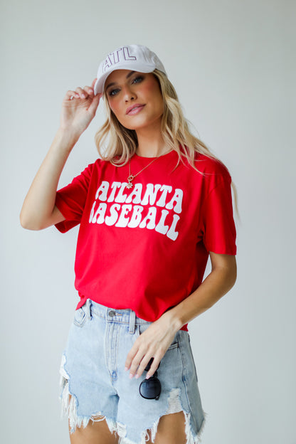 Red Atlanta Baseball Tee