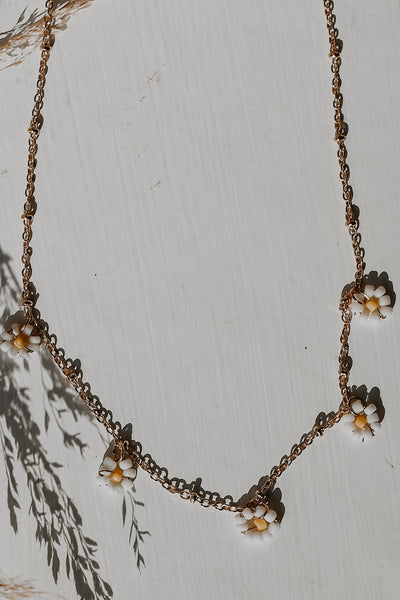 Elaine Gold Beaded Flower Necklace