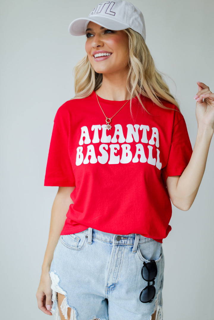 Red Atlanta Baseball Tee