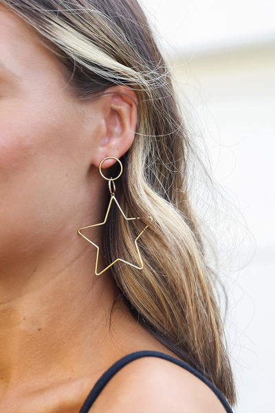 Bethany Gold Star Drop Earrings