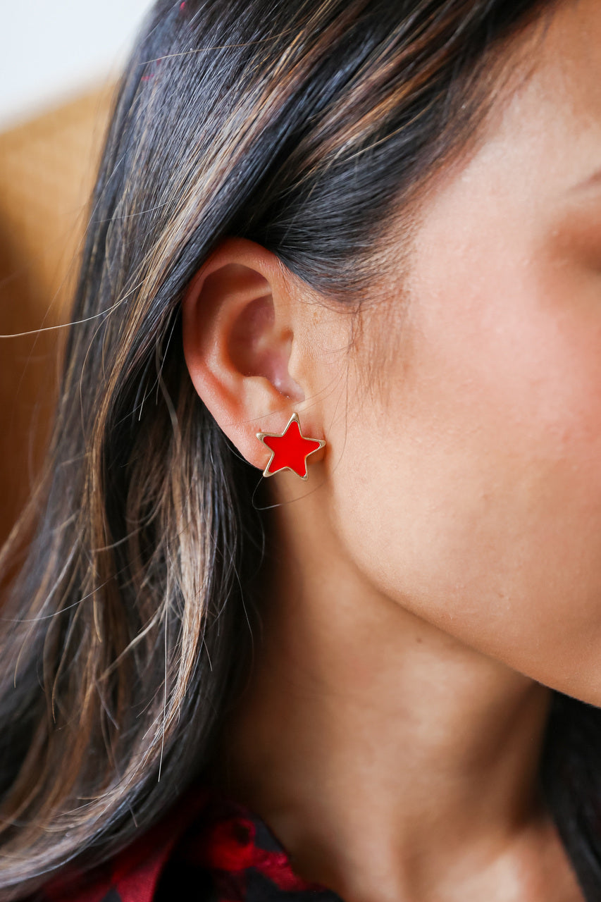 Emmie Red Star Stud Earrings