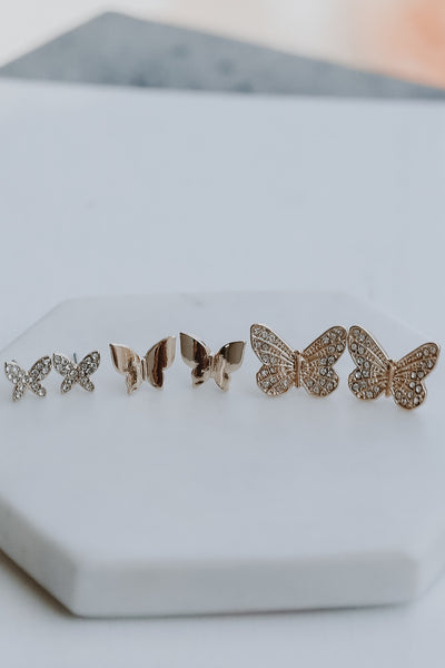Mila Butterfly Stud Earrings Set