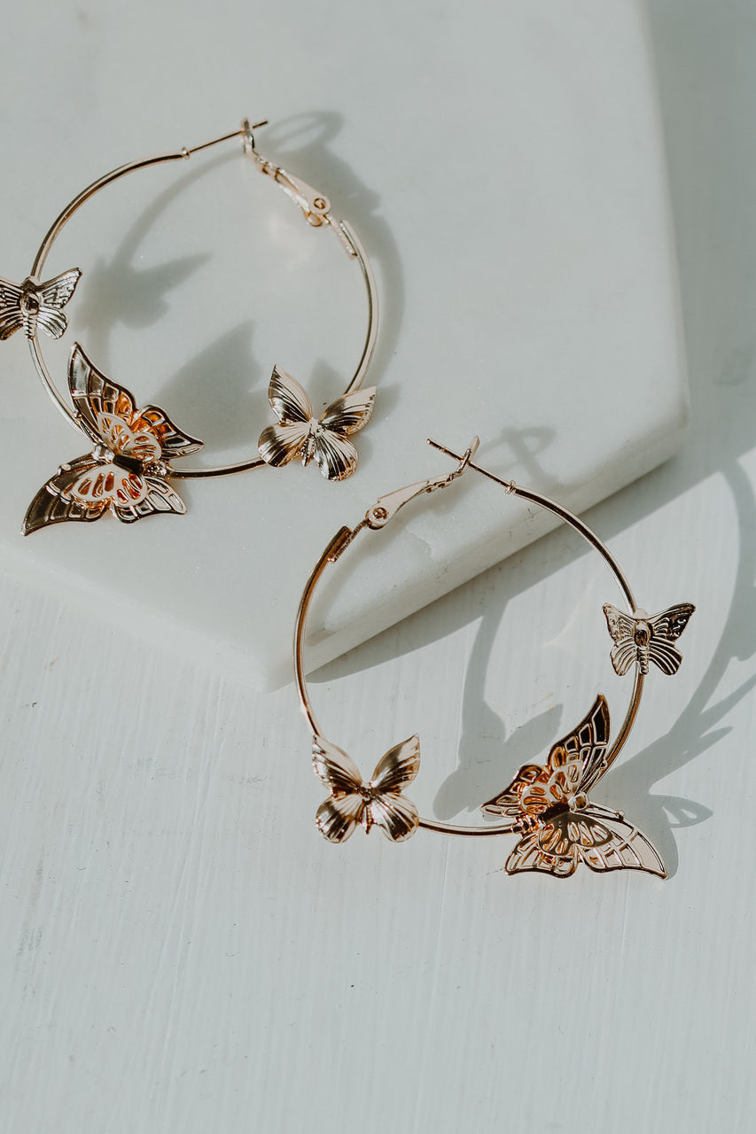 Aria Gold Butterfly Hoop Earrings