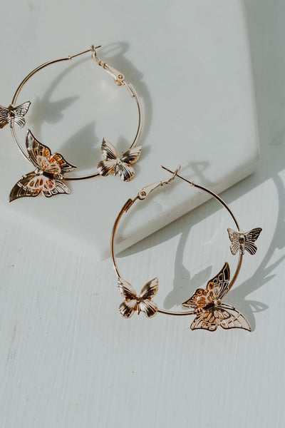 Aria Gold Butterfly Hoop Earrings