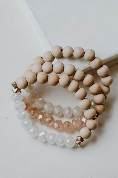 Beaded Bracelet Set in natural flat lay