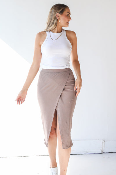 Spice Things Up Ribbed Midi Skirt
