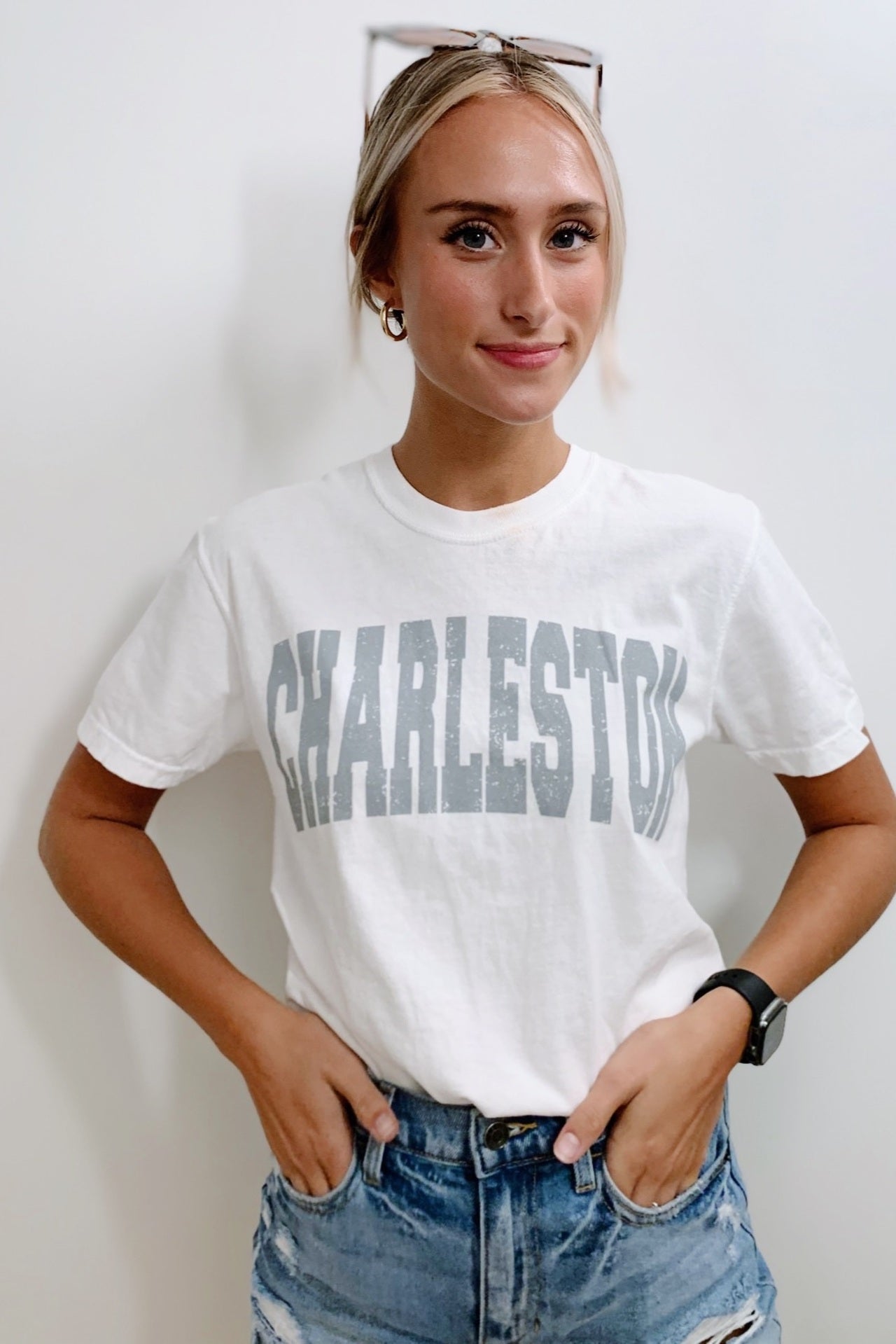 Girl Wearing Charleston Graphic Tee