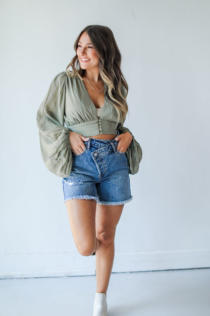 Sienna Asymmetric Denim Shorts