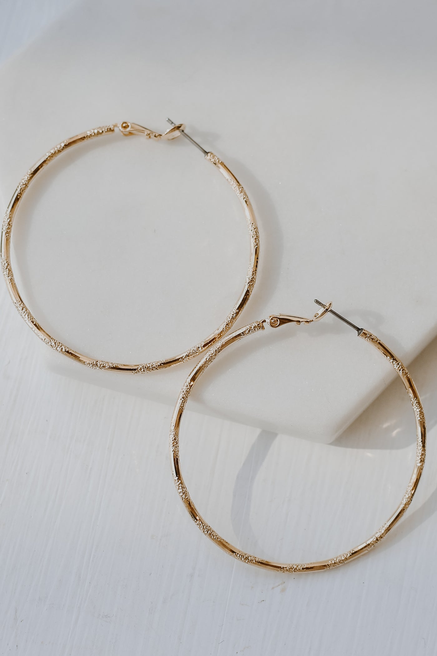 Maddy Gold Textured Hoop Earrings
