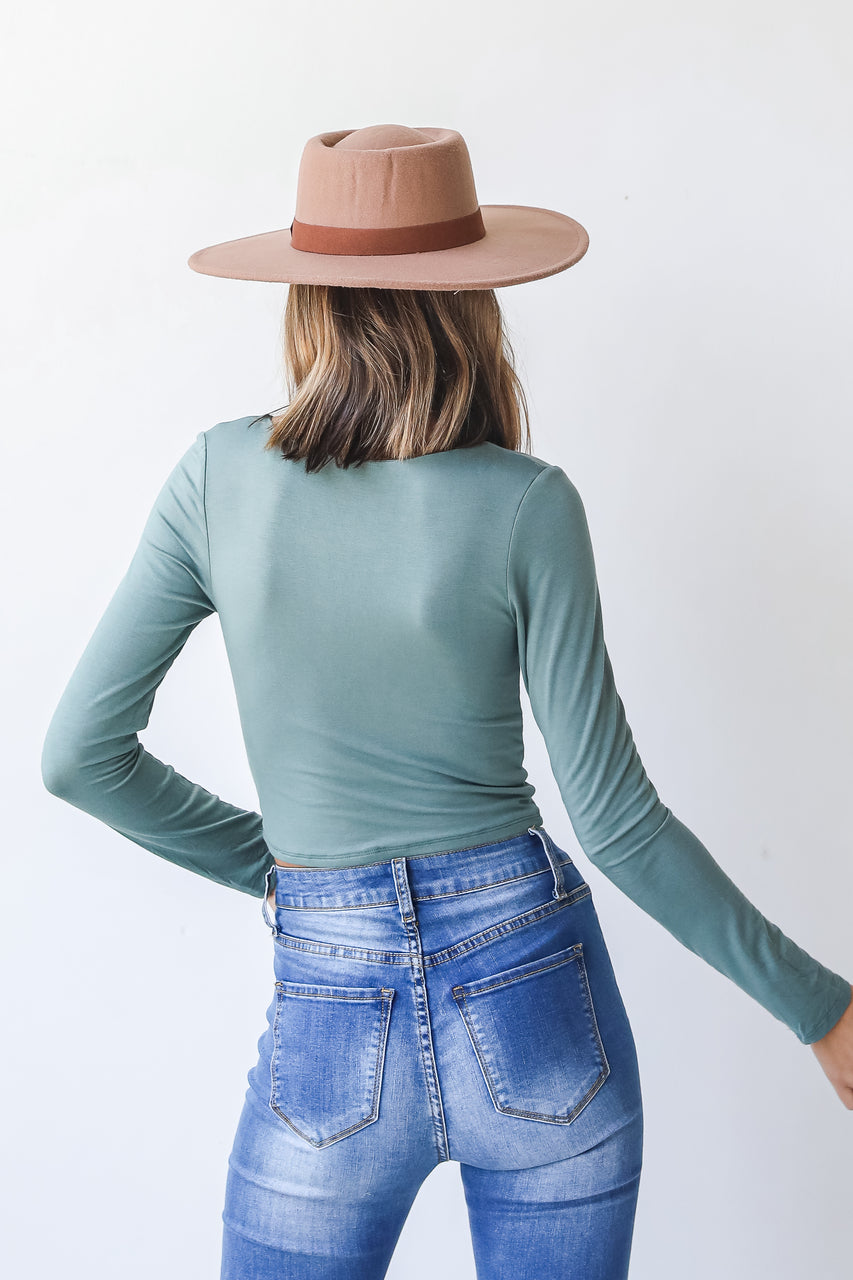 Everyday Crop Top in teal back view