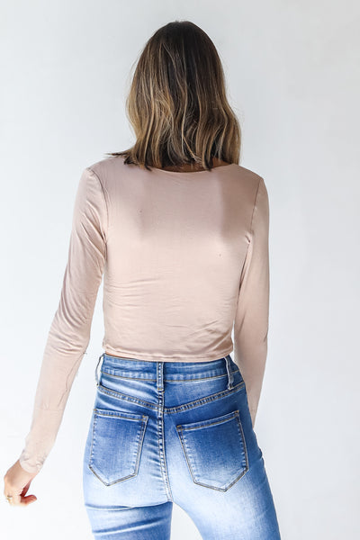 Everyday Crop Top in taupe back view