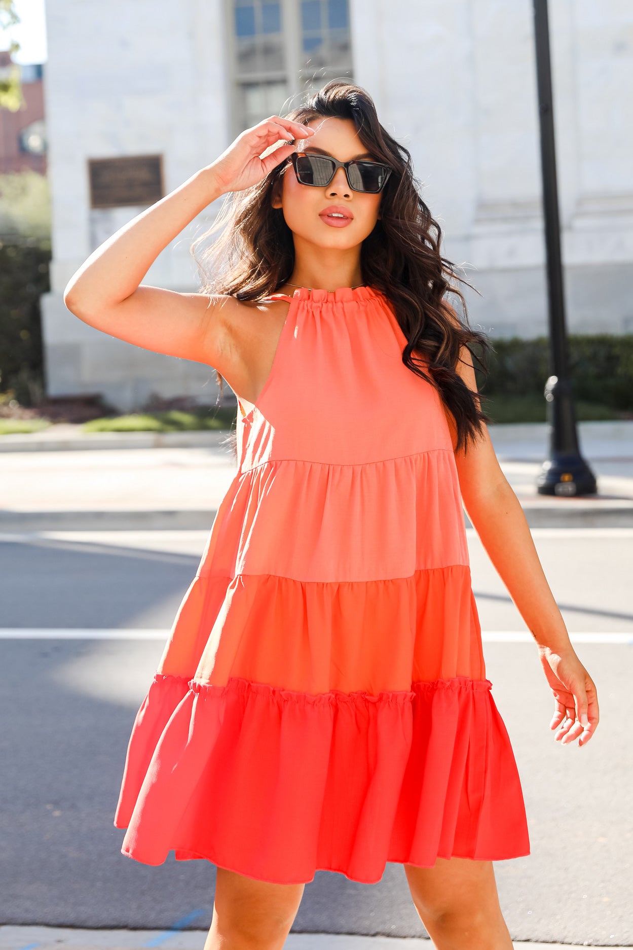 FINAL SALE - Summer Sunsets Color Block Tiered Mini Dress