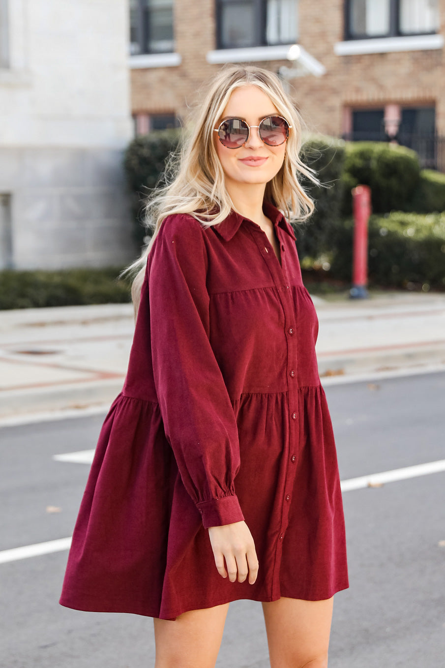 FINAL SALE - Just One Twirl Corduroy Tiered Mini Dress