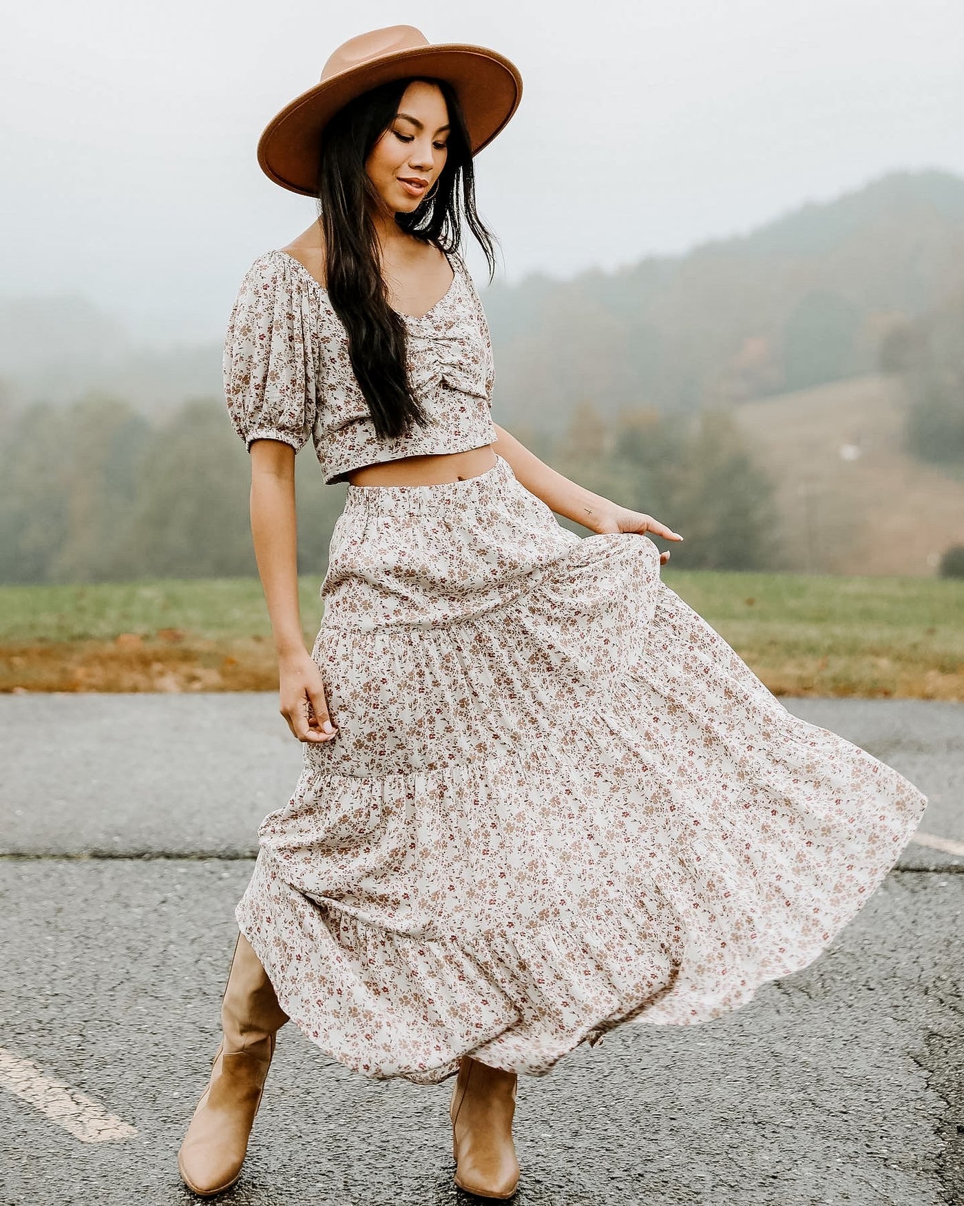 Floating Through Flowers Tiered Maxi Skirt