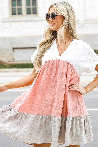 Make It A Date Color Block Babydoll Mini Dress