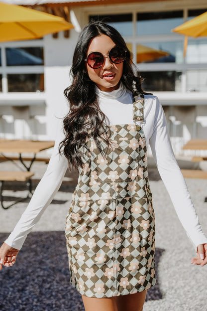FINAL SALE - Groovy Girl Floral Overall Mini Dress