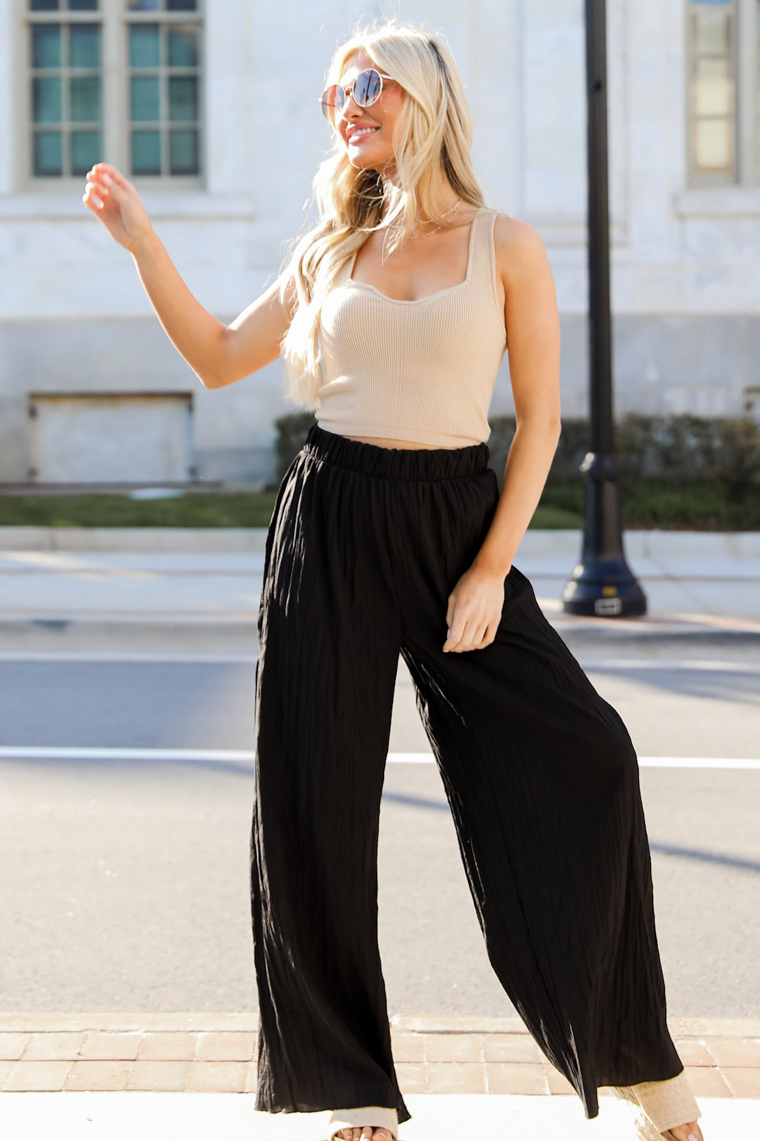 FINAL SALE - Easy Attention Plisse Wide Leg Pants